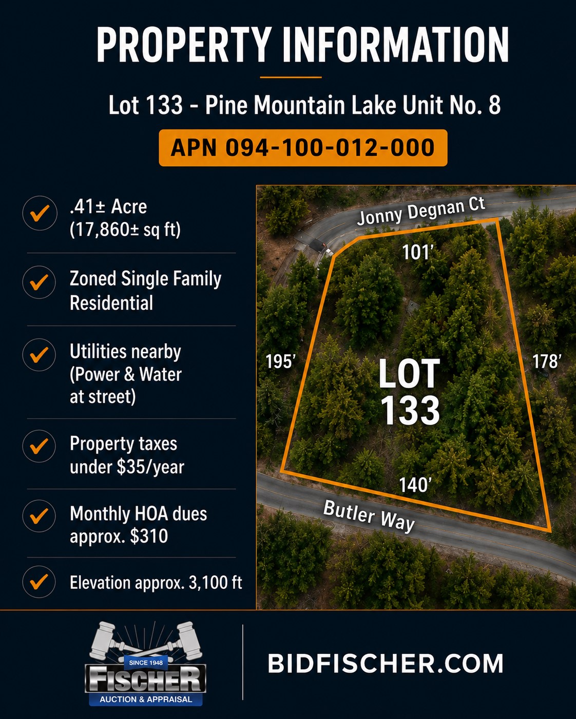 California acreage and gated community parcel auction