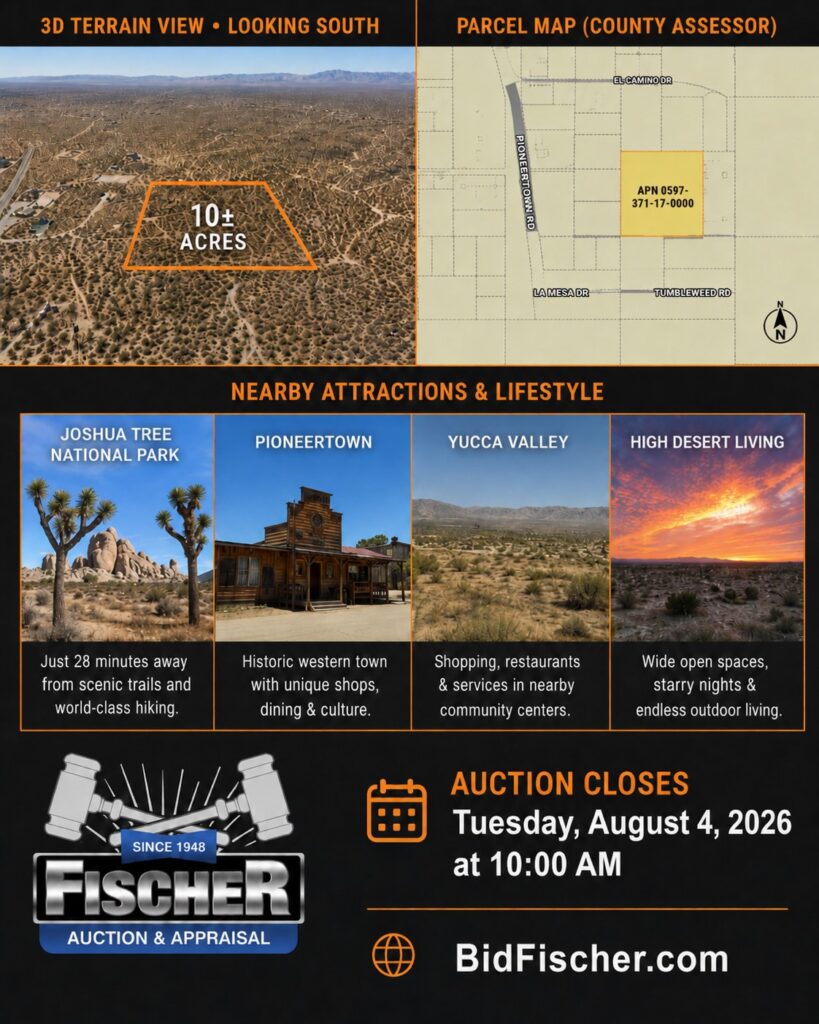 Wide open desert acreage for sale by auction in Yucca Valley