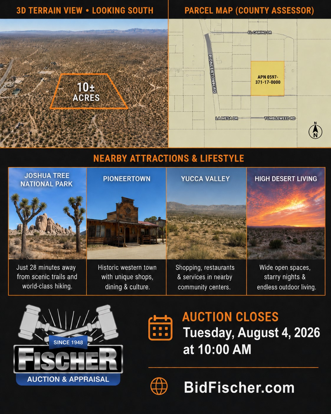 Wide open desert acreage for sale by auction in Yucca Valley
