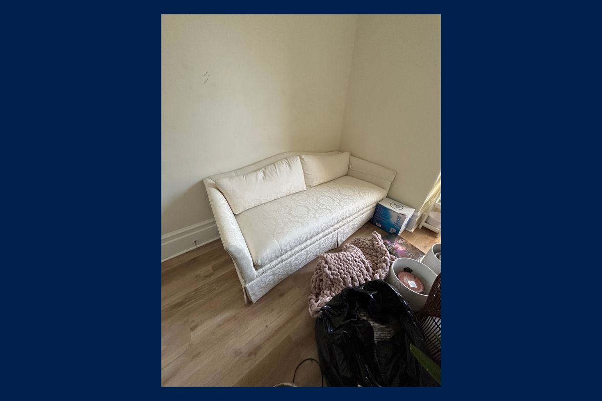 Sofa available at abandoned property auction San Francisco