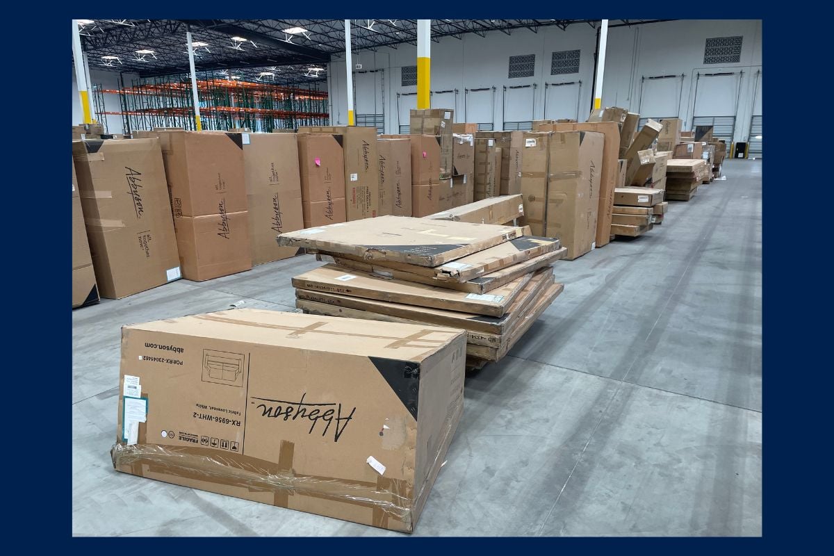 Unassembled furniture for auction San Bernardino California
