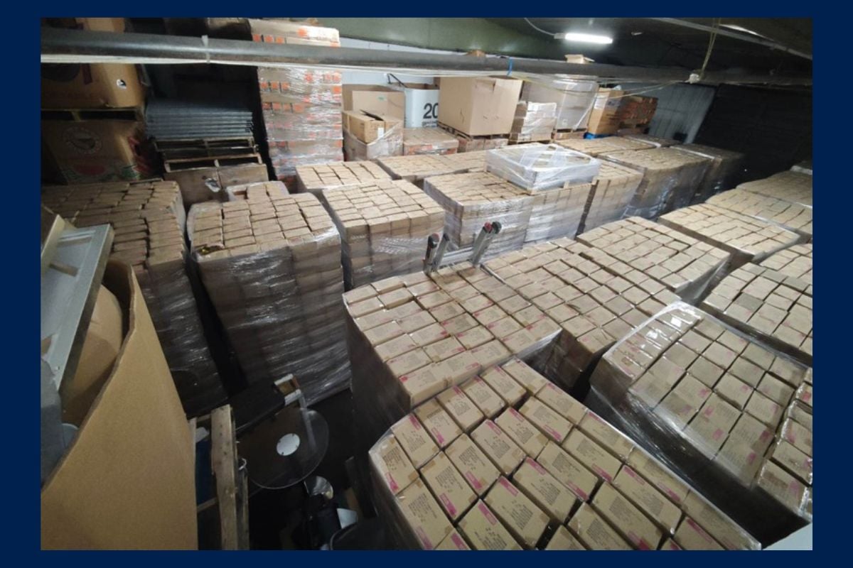 Pallets of boxed merchandise at online warehouse auction
