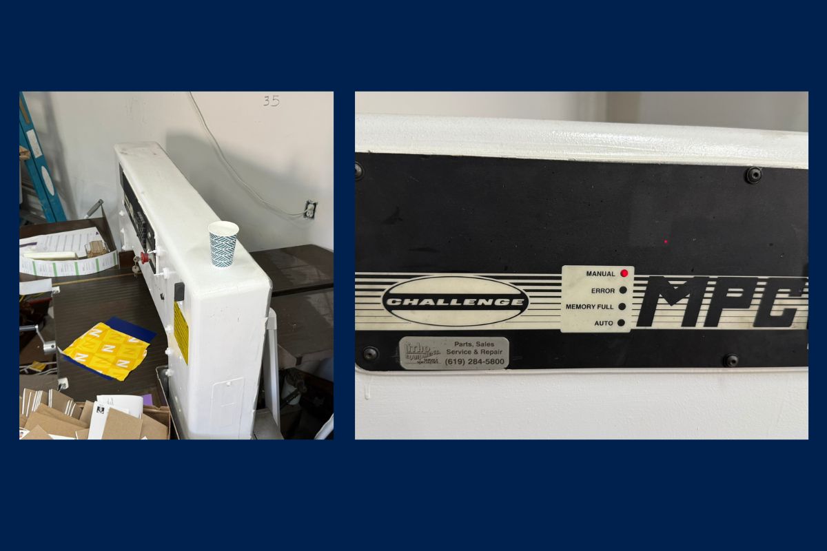 San Diego print shop equipment auction featuring printing machinery
