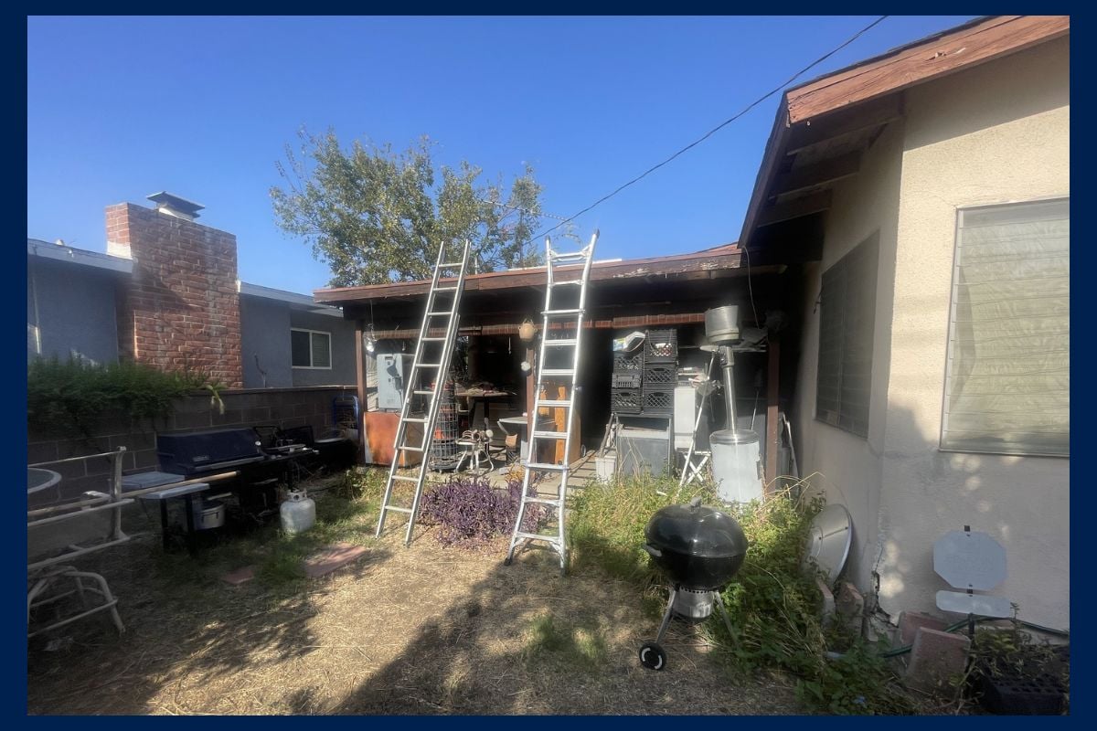 Aluminum ladders at abandoned property auction in Whittier